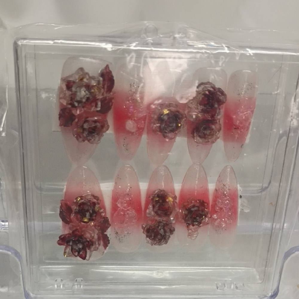 Floral Pink Press-On Nails